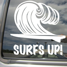 Surfs Up! Surfboard and Wave Surfer Hawaii Car Window Vinyl Decal Sticker Car Accessories Motorcycle Helmet Car Styling 2024 - buy cheap