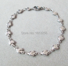 on sale in bulk 5pcs lot  316L Stainless Steel Charming Heart  Chain Link Bracelet For Women Ladies 4mm 8'' 2024 - buy cheap