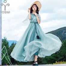 YOSIMI Summer Dress 2019 Long Dress for Women Elegant Evening Party Dresses Short Sleeve Off The Shoulder Maxi Female Vestido 2024 - buy cheap