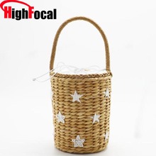 Handmade Bucket Bag Woven Handbag Straw Bag Bucket Holiday Braided Bags Cute Bucket Beach Bag 2024 - buy cheap