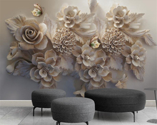 Beibehang Custom wallpaper murals home decor embossed flowers butterfly silk mural 3d living room bedroom TV sofa 3d wallpaper 2024 - buy cheap