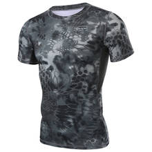 New summer Camouflage hiking T-shirt Men's  Breathable  python Army Tactical Combat T Shirt  Dry Camo Camp Tees 2024 - buy cheap