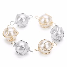 LOULEUR 10pcs/lot Gold/Rhodium Color Big Pearl Charms Pendant Jewelry Beads Connectors For Earrings Necklaces Making Findings 2024 - buy cheap