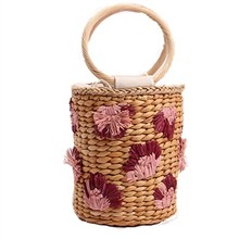 Bolso de hombro de lujo para mujer, bolsa de cubo de diseño con flores, tejido Retro Simple con costuras, novedad de 2019 2024 - compra barato