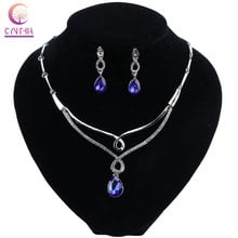 Jewelry Sets Women Luxury African Beads Jewelry Set Silver Color Indian Jewelry Set Water Drop Crystal Turkish Jewellery 2024 - buy cheap