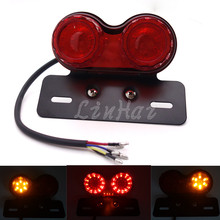 New Red LED Twin Dual Tail Turn Signal Brake License Plate Integrated Light For Bobber Cafe Racer ATV Custom 2024 - buy cheap