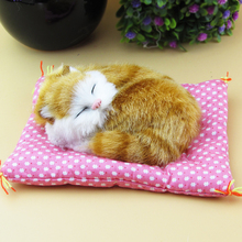 cute simulation sleeping cat lifelike yellow cat on a mat gift 15x5x12cm a016 2024 - buy cheap