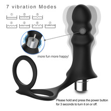 7 Frequency Vibrating Prostate Anal Vibrator Butt Plug Anal G spot Dildo Vibrator With Ring On Penis Sexual Toys For Adults Men 2024 - buy cheap