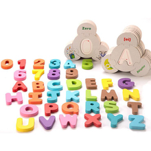 Милые деревянные игрушки-головоломки для детей с цифрами, буквенными картами, соответствующие игры-головоломки, обучающая развивающая игрушка 2024 - купить недорого