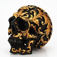 Man Black Head Skull Resin Decoration Crafts Figurines Halloween Party Geeks Gift Golden Carving Skull Home Sculpture Ornaments 2024 - buy cheap