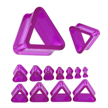 Acrylic triangle shaped purple tunnel plug tunnel piercing jewelry - buy jeweled ear plug 2024 - buy cheap
