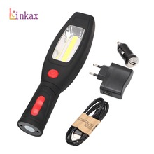 1*COB LED+1*1W LED Work light 2 Mode USB Rechargeable Flashlight Magnetic Portable Spotlight Torch Built-in Battery Lamp 2024 - купить недорого