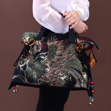 Novidade bolsa feminina multiuso para compras! sacola bordada floral bocal versátil bordada casual 2024 - compre barato
