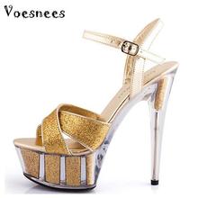 Car Models Shoes 2019 Hot New Nightclub Sexy Stage Shoes 15cm High-heeled Sandals Silver Sequins Wedding Shoes 2024 - buy cheap