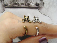 Vintage Silver Adjustable knuckle Animal Retro Cute Kitty Cat  Wrap Ring  For Girls --Wholesale 12PCS/Lot 2024 - buy cheap
