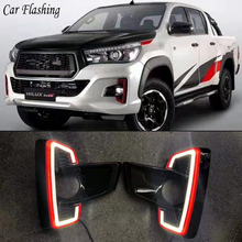 2PCS LED Daytime Running Light For Toyota Hilux Revo Rocco 2018 2019 Turn Yellow Signal Relay Car 12V LED DRL Daylight 2024 - buy cheap