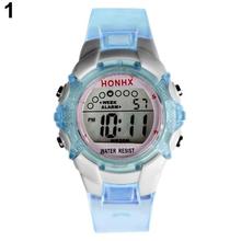 Adorable Boys Girls Digital LED Round Alarm Date Waterproof Sports Wrist Watch 2024 - buy cheap