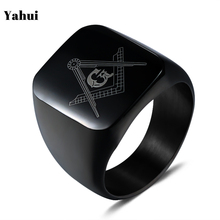 Мужское кольцо из нержавеющей стали YaHui, винтажное масонское кольцо из титановой стали в европейском и американском стиле 2024 - купить недорого