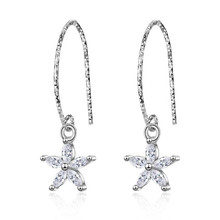 Beautiful New Temperament Ear Hook 925 Sterling Silver Jewelry Crystal Flower Star Women Earrings  SE693 2024 - buy cheap