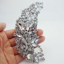 Bridal Bridesmaid Flower Rose Drop Brooch pins Clear Rhinestone Crystal 2024 - buy cheap