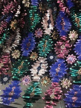 Bonito bordado de plumas tela de encaje de malla de Tul David-12.1128 de buena calidad para vestido de fiesta 2024 - compra barato