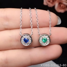 Natural blue sapphire necklace S925 silver natural green emerald necklace fashion small round Two wears girl gift party jewelry 2024 - buy cheap