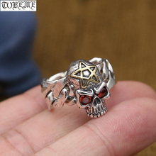 Handmade 100% 925 Silver Skull Ring Sterling Star Ring Man Ring Punk Jewelry 2024 - buy cheap