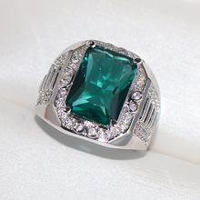 Роскошные женские и мужские обручальные большие кольца для мужчин и женщин, серебряное винтажное обручальное кольцо с квадратным зеленым камнем и цирконием, подарок 2022 - купить недорого