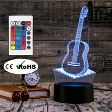 3D Led Novety Presente Night Light Lâmpada de Cabeceira Lâmpada de Mesa de Iluminação Criativa Guitarra Hotel Festa Atmosfera Luzes Do Corredor de Luz Levou Para Casa 2024 - compre barato