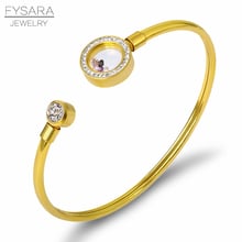 FYSARA Charm Zircon Colorful Inlaid Crystals Cuff Bracelet Adjustable Gold Color Bangles Titanium Steel Love Jewelry Wedding 2024 - buy cheap