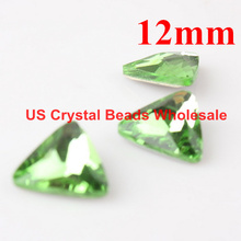 Free shipping! Wholesale 12mm 100pcs/lot 4727 triangle shape crystal fancy stone glass bling apple green colour F3407 2024 - buy cheap