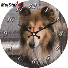 MEISTAR Vintage Friendly Dog Design Clocks Silent Living Study Garden Kitchen Room Home Decor Watches Large Art Wall Clocks Gift 2024 - buy cheap