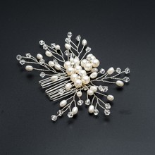 Wedding Hair Accessories Hair Combs Pearl Bridal's Tiaras Rhinestone Women Accessories Floral and Pearl Hair Comb Head Ornaments 2024 - buy cheap