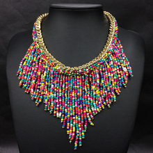 Resin Beads Tassel Choker Necklaces For Women  New Chain Bohemia Ethnic Female Statement Necklace Fashion Jewelry Collier 2024 - buy cheap