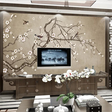 wellyu Custom wallpaper 3D mural new Chinese classical hand-painted white plum bird TV background wall papers home decor 3d Обои 2024 - buy cheap