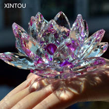 XINTOU Crystal Glass Lotus Flower Figurines Feng Shui miniature collectible Arts & Crafts For Home Living Room Decoration 2024 - buy cheap