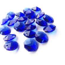 Lote de perlas octagonales de cristal azul de 14mm, 100 unidades, en un orificio, para colgantes de araña, suministros de cuentas de cortina de vidrio 2024 - compra barato