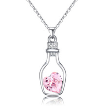 LUKENI-collar de plata de ley 925 para mujer, Joyería Moderna con colgantes de botella de cristal rosa, accesorios para niña 2024 - compra barato