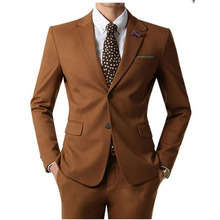 Slim Fit Groomsmen Notch Lapel Groom men suit Tuxedo Brown Mens Suits Wedding Best Man men suits for wedding (Jacket+Pants) 2024 - buy cheap