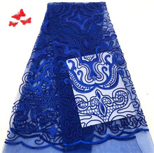 New Designs African French Lace Fabric High Quality Nigeria French Net Lace 2018  f9-2  royal blue 2024 - buy cheap