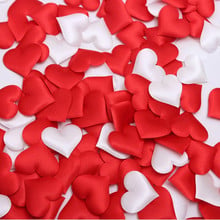 100pcs 3.2cm DIY Heart petals wedding decorations Satin Heart Shaped Fabric Artificial flower petals wedding decor supplies 2024 - buy cheap