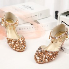 Summer Children Princess Shoes For Girls Sandals Party High Heel Shiny Rhinestone Kids Glitter Leather Shoes Dance Wedding Dress 2024 - buy cheap