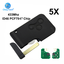 OkeyTech 5pcs/lot 3 Button 433Mhz ID46 PCF7947 Chip & Insert Small Blade Remote Smart Key Card for Renault Megane Scenic Grand 2024 - buy cheap