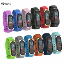 Boorui para xiaomi miband 4 cinta de cristal escudo fibra carbono mi banda 4 correias fashional colorido miband 4 substituição 2024 - compre barato