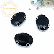 Free shipping! Black OVAL shape Glass Crystal sew on rhinestones with D-shape claw Diy wedding decoration 2024 - buy cheap