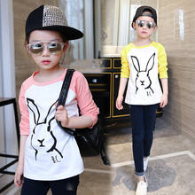 Брендовые свитшоты для мальчиков и девочек, сезон весна-осень, модная рубашка с длинным рукавом, хлопковая Спортивная футболка с большим Кроликом, детская одежда 2024 - купить недорого