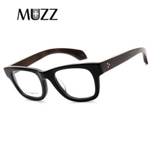 MUZZVintage Optical Glasses Frame Half Frame Wooden Eyeglasses Oculos De Grau Eyewear Frame Retro Acetate Optical Glasses Frames 2024 - buy cheap