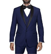 Высококачественные синие смокинги для жениха на одной пуговице, мужские свадебные костюмы для выпускного (пиджак + брюки + жилет + галстук), NO: 54 2024 - купить недорого
