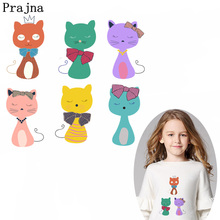 Prajna Cartoon Cat Iron On Transfers Patches For T-shirt Clothes Patch Thermal Transfer Printer Appliques Fabric Badge  Washable 2024 - buy cheap