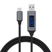 Cabo usb tipo c qc 3.0 de carregamento rápido, cabo de sincronização de dados com tela de led de corrente de voltagem 2024 - compre barato